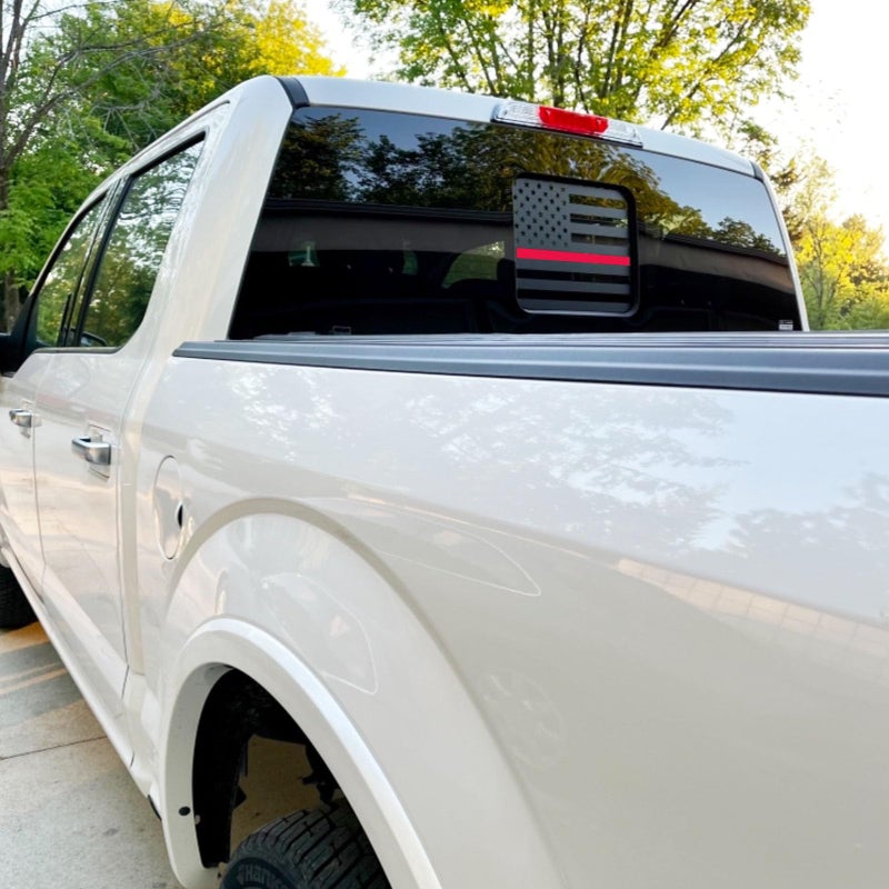 Zxiaochun Rear Middle Window American Flag Decal for Ford F150 F250 F350 2015-2022 2023 2024 2025 Back Center Sliding Window Glass USA Flag Vinyl Sticker (Thin Red Line) - Image 4